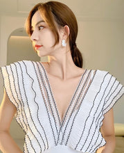 Load image into Gallery viewer, Retro Lotus Leaf High Waist Lace Riffled Swimwear