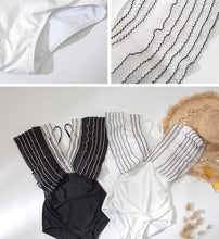 Load image into Gallery viewer, Retro Lotus Leaf High Waist Lace Riffled Swimwear