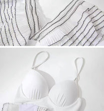 Load image into Gallery viewer, Retro Lotus Leaf High Waist Lace Riffled Swimwear