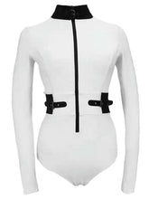 Load image into Gallery viewer, Ivory White Zipper Long Sleeved swimsuit
