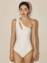 Load image into Gallery viewer, Retro One Shoulder Empire Teardrop Backless swimsuit (4 Colors)