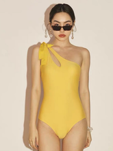 Load image into Gallery viewer, Retro One Shoulder Empire Teardrop Backless swimsuit (4 Colors)