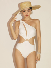 Load image into Gallery viewer, One Shoulder Hollowed- Out One Piece (7 Colors)