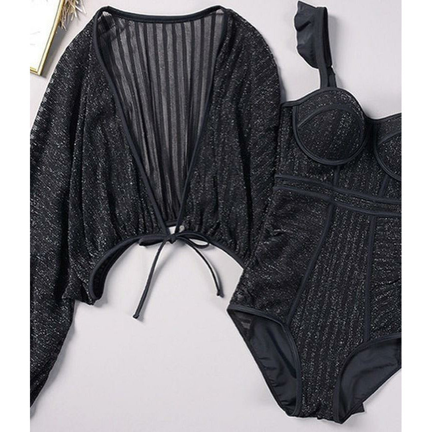 High quality casual swimsuit +long sleeves cover