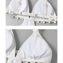 Load image into Gallery viewer, White backless spot one piece skirt swimsuit
