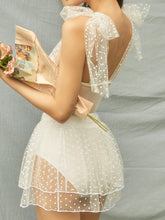 Load image into Gallery viewer, White Polka-dot French Retro with Lace skirt Cover
