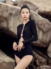 Load image into Gallery viewer, Niche long-sleeved Goddess Black Ring personalized with chest pad
