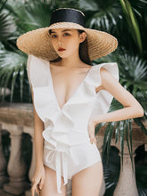 Load image into Gallery viewer, Solid Ruffle V-neck One Piece (2 colours)
