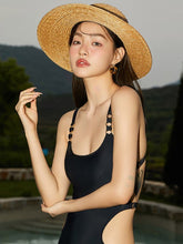 Load image into Gallery viewer, New Black One piece sexy black swimsuit with chest pad

