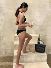 Load image into Gallery viewer, Deep V Halter Blackness Triangle Bikini
