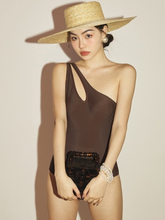 Load image into Gallery viewer, Retro One Shoulder Empire Teardrop Backless swimsuit (4 Colors)
