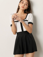 Load image into Gallery viewer, Black &amp; White Retro One Piece with Chest Pad +Skirt
