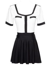 Load image into Gallery viewer, Black &amp; White Retro One Piece with Chest Pad +Skirt
