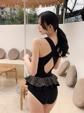 Load image into Gallery viewer, Cut Out Cross Shoulder Strap Open Back Raffle Swimwear
