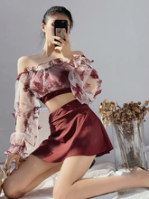Load image into Gallery viewer, Maternity Two Piece Split Skirt Swimwear with chest pad
