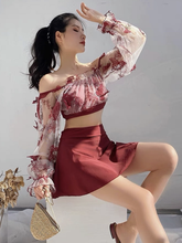 Load image into Gallery viewer, Maternity Two Piece Split Skirt Swimwear with chest pad
