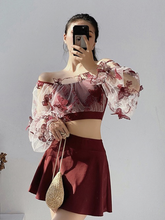 Load image into Gallery viewer, Maternity Two Piece Split Skirt Swimwear with chest pad
