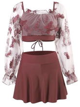 Load image into Gallery viewer, Maternity Two Piece Split Skirt Swimwear with chest pad
