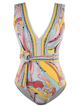 Load image into Gallery viewer, Double V Cut V Neck High Waist Swimwear
