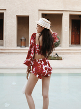 Load image into Gallery viewer, Sydney Red Floral Front Two Piece Set
